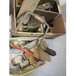 A mixed lot of old tools including chisels, drills, plane etc., COLLECT ONLY.