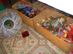 Two baskets of Christmas decorations, COLLECT ONLY.