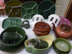 A mixed lot including hors d'ouvre dishes, teapot etc., COLLECT ONLY.