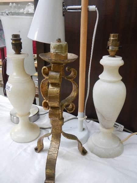 Six assorted metal and marble table lamps. COLLECT ONLY. - Image 4 of 4