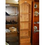 A pine bookcase with bottom drawer, COLLECT ONLY.