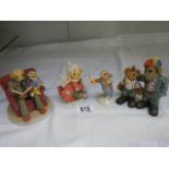 Two bear figures, a Robert Harrop dog figure and a Bunnykins rabbit figure.