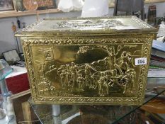 A brass coal box, COLLECT ONLY.