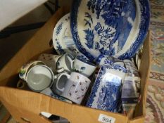 A mixed lot of blue and white china etc., COLLECT ONLY.