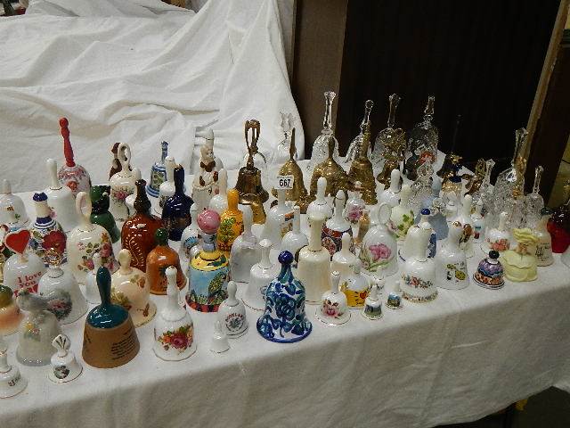 Approximately 100 bells in brass, glass and china. COLLECT ONLY.