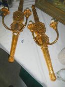 A pair of gilded wall lights, COLLECT ONLY.