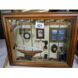 A framed and glazed nautical collage, COLLECT ONLY.