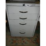 A four drawer metal workshop cabinet. COLLECT ONLY.