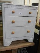 A shabby chic painted three drawer chest. COLLECT ONLY.