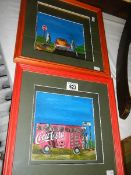 A framed and glazed Coca Cola print and one other, COLLECT ONLY.