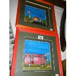 A framed and glazed Coca Cola print and one other, COLLECT ONLY.