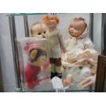 A quantity of vintage dolls etc.,