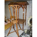 A bamboo table and plant stand. COLLECT ONLY.