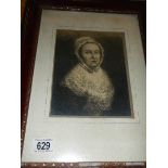 A very old portrait 'Mary Jones Born July 20 1720, painted by Wm Cave in 1772' written on reverse.