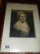 A very old portrait 'Mary Jones Born July 20 1720, painted by Wm Cave in 1772' written on reverse.