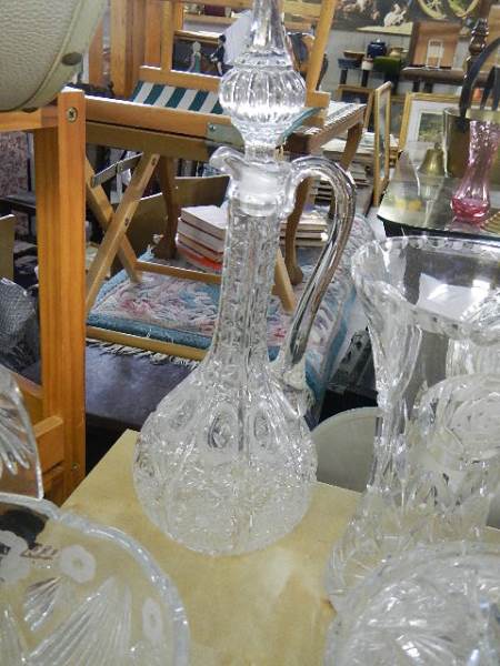 A cut glass claret jug, basket, vase and lidded bowl. COLLECT ONLY. - Image 2 of 2