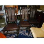 Three Edwardian chairs with drop in seats and cane backs, COLLECT ONLY.