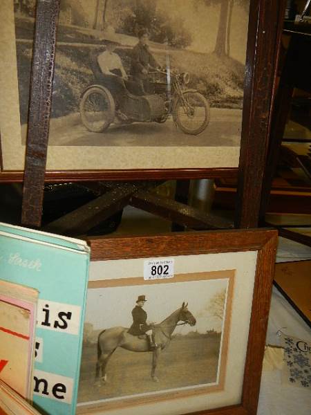 Two framed and glazed prints of a motorcyclist and a hunter on horse. COLLECT ONLY. - Image 2 of 2