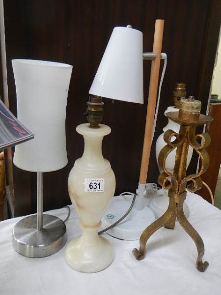 Six assorted metal and marble table lamps. COLLECT ONLY. - Image 3 of 4