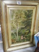 A framed rural scene with child in oils. COLLECT ONLY.