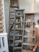 Three wooden step ladders. COLLECT ONLY.