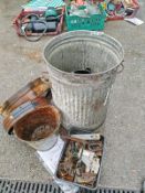 A galvanized bin etc., COLLECT ONLY
