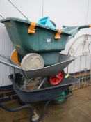 Three wheel barrows and contents. COLLECT ONLY.