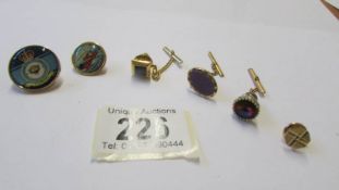 A mixed lot of tie pins set coloured stones, a Sheringham lifeboats pin badge and an RAF pin badge.