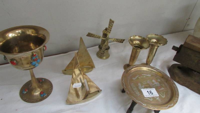 A mixed lot of brassware including horse and cart, animals etc., - Image 2 of 5