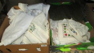 Two boxes of linen.