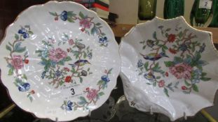 Two Aynsley plates and two Aynsley dishes.