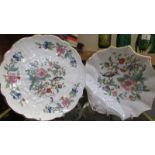 Two Aynsley plates and two Aynsley dishes.