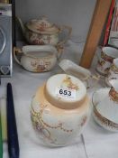 A three piece Ducal tea set and a biscuit barrel. COLLECT ONLY.