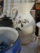 A jardiniere, a chamber pot and a jug, a/f. COLLECT ONLY.