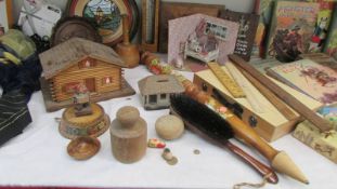 A mixed lot of wooden items including plaques, cottage etc., COLLECT ONLY.