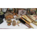 A mixed lot of wooden items including plaques, cottage etc., COLLECT ONLY.