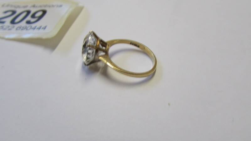 A 9ct gold ring set large clear stone, size N. - Image 3 of 3