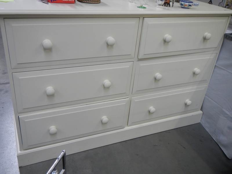 A good quality six drawer painted chest. COLLECT ONLY.