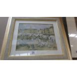 A framed and glazed market scene, COLLECT ONLY.