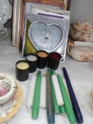 A quantity of picture frames, candles etc.,
