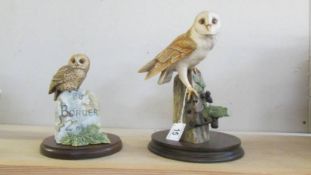 Two Border fine art owl figures, COLLECT ONLY.