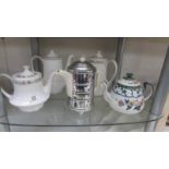 An insulated pot, two coffee pots and two teapots. COLLECT ONLY.