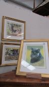 3 framed and glazed limited edition Stephen Gangford signed Panther prints, COLLECT ONLY.