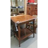 An oak piecrust edge occasional table. COLLECT ONLY.