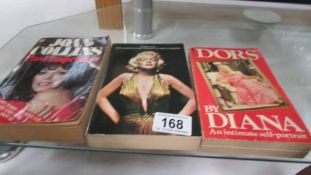 Three paperback books - Doris Day, Marylin Monroe and one other.