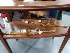 A pair of gilded ormalu style wall lights (length 67cm) (plastic) COLLECT ONLY