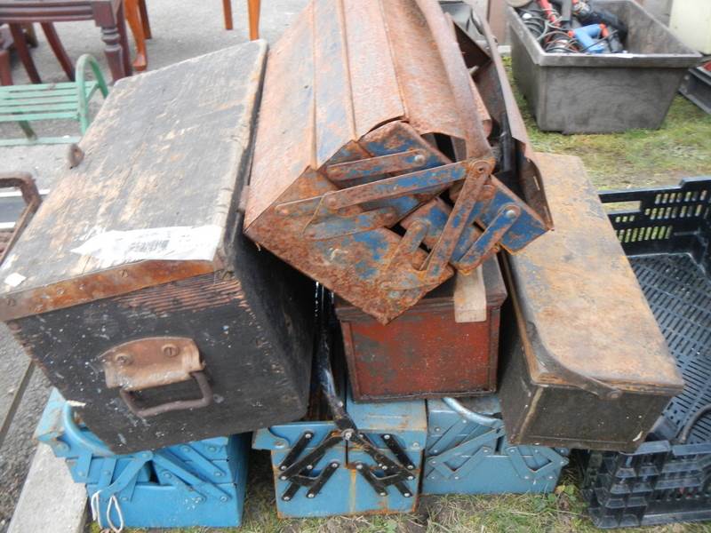 A quantity of old tool boxes, some with tools, COLLECT ONLY