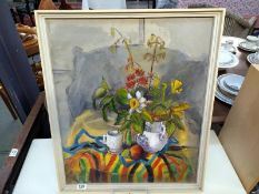 A large still life painting on board (57.5cm x 67.5cm) COLLECT ONLY