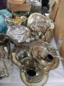 A good lot of silver plate including teapots, toast rack etc., COLLECT ONLY.