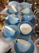 A quantity of turquoise coloured tea ware, COLLECT ONLY.